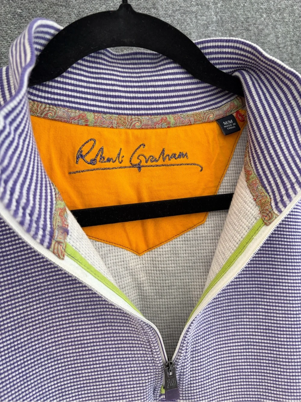 Robert Graham Lavender Half-Zip Knit Pullover with Contrast Collar Size M